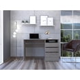 thumbnail image 1 of TUHOME Dublin Three Drawer Computer Desk Engineered Wood Desks in  Gray, 1 of 7