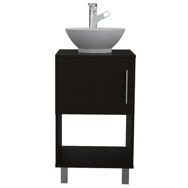 TUHOME Gouda 18" Single Bathroom Vanity  Engineered Wood Vanities in  Black