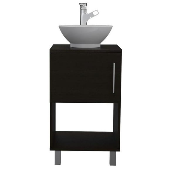 Gouda 18" Single Bathroom Vanity, One Open Shelf, Single Door Cabinet Black