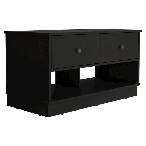TUHOME Hamilton Storage Bench Engineered Wood Entryway Benches in Black