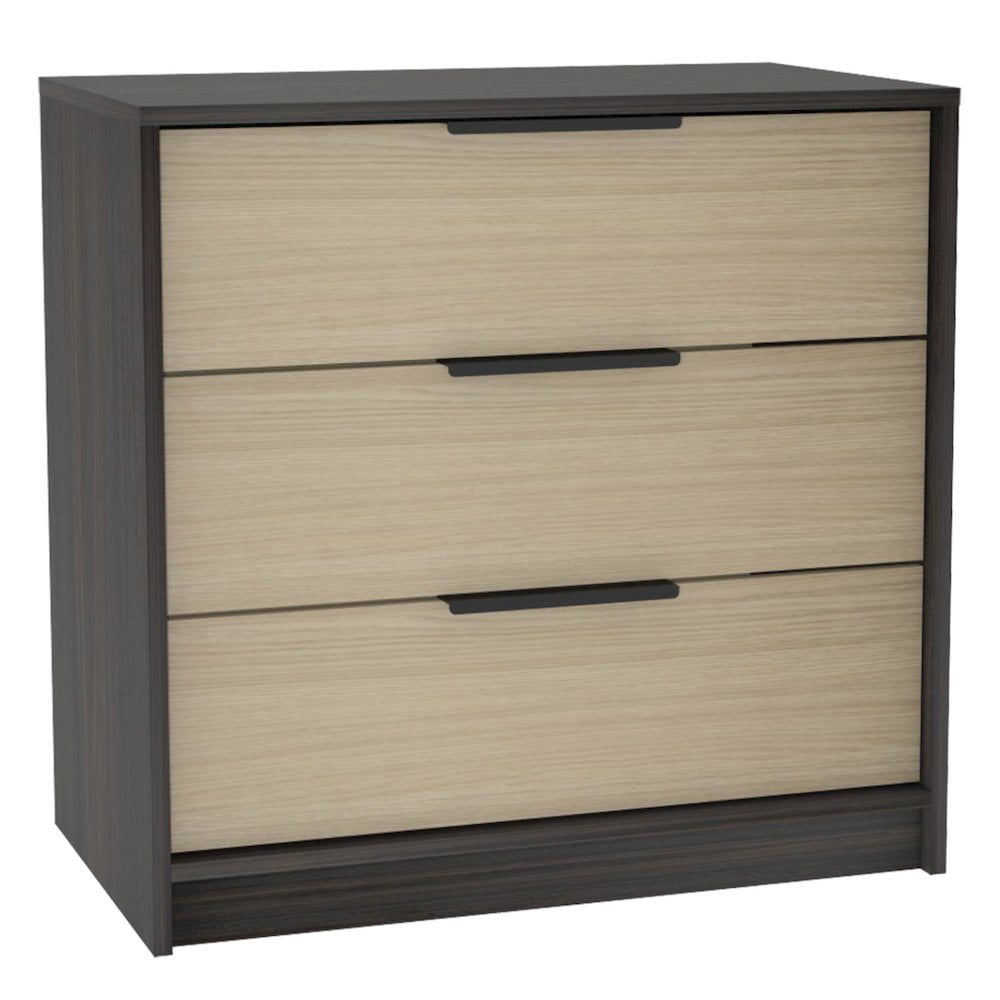Kaia Industrial Gray and Oak 3-Drawer Dresser
