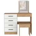 thumbnail image 1 of TUHOME Kaia Makeup Dressing Table with Mirror and 4 Drawers, Stool Included, White/ Pine, 1 of 6