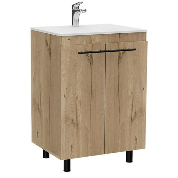 TUHOME Khari 24" Floor Cabinet Engineered Wood Vanities in Beige
