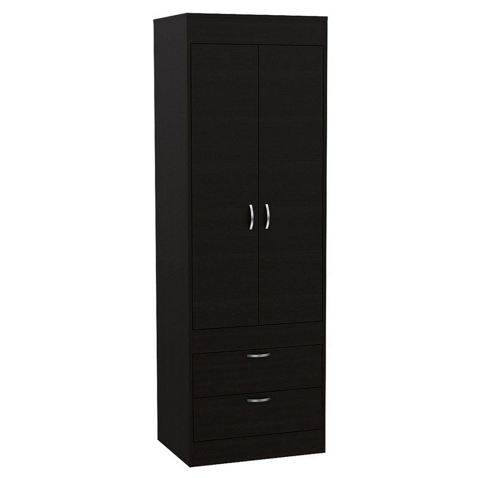 TUHOME Lisboa 70inch Tall Armoire with Double Door, Rod, and 2 Drawers