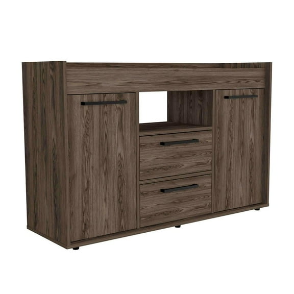 Lyon Sideboard, Two Drawers, Double Door Cabinets Dark Walnut