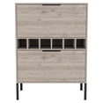 thumbnail image 1 of Lyrata Bar Cabinet, Six Built-in Wine Rack, Double Door Light Gray, 1 of 7