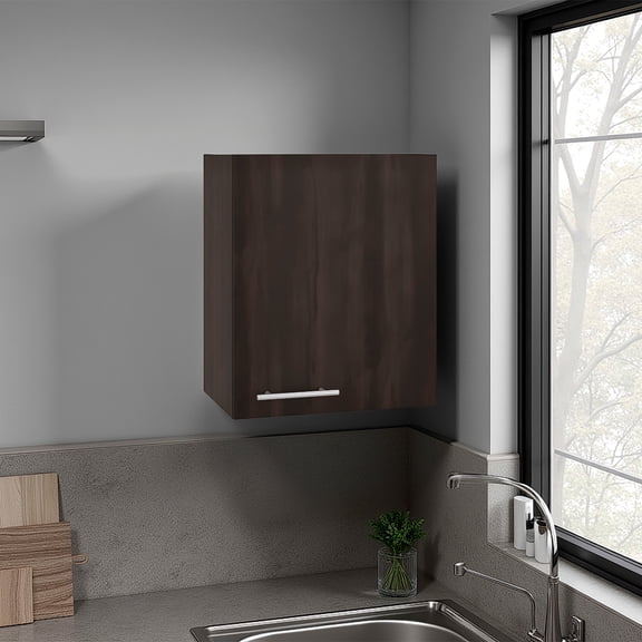 TUHOME Manchester 20-Inch Wall Cabinet with One Door and Two Interior Shelves, Space-Saving