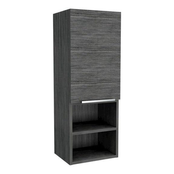 Mila Bathroom Cabinet, Two Interior Shelves, Two External Shelves, Single Door Cabinet Smokey Oak
