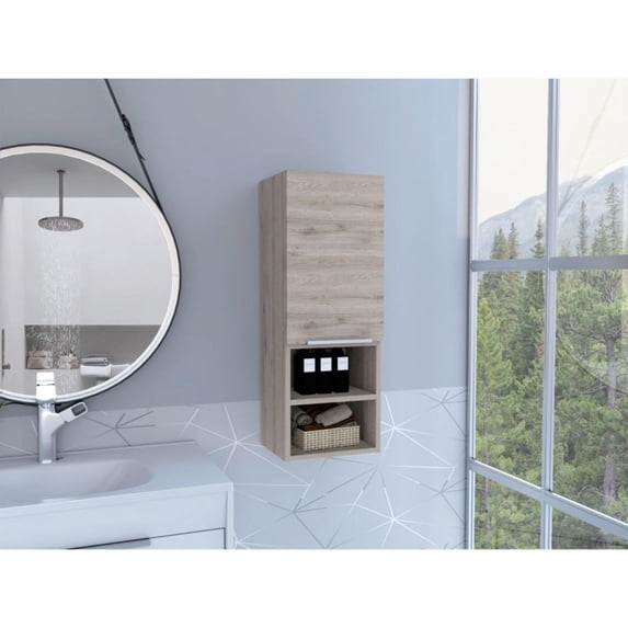 Mila Bathroom Cabinet with Single-Door Compartment, Two Interior Shelves, Dual External shelves