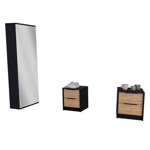 TUHOME Montgomery 3 Piece Bedroom SetMulti-Color Engineered Wood