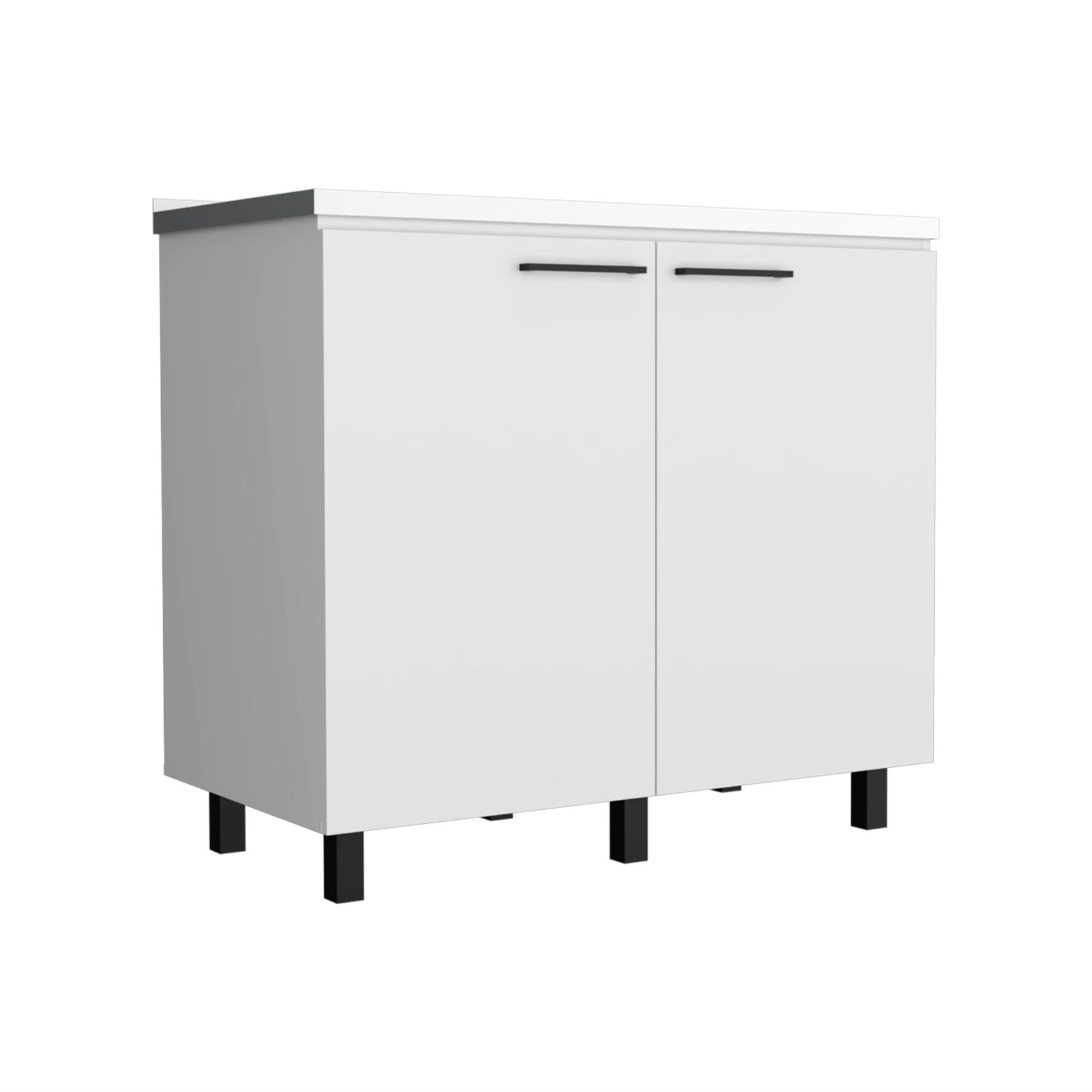 White Aluminum Utility Sink Cabinet with Slender Legs