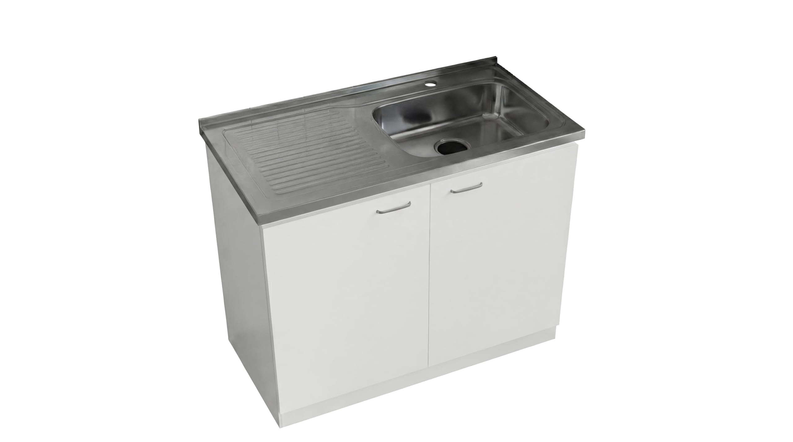 Tuhome Napoles 39 in Kitchen Sink Cabinet and Utility Sink, Stainless Steel Top and Drainboard, Freestanding Laundry Base, 2 Doors, 1 Shelf, 39.3 x 19.7 x 35.4 in, White, Faucet Not Included