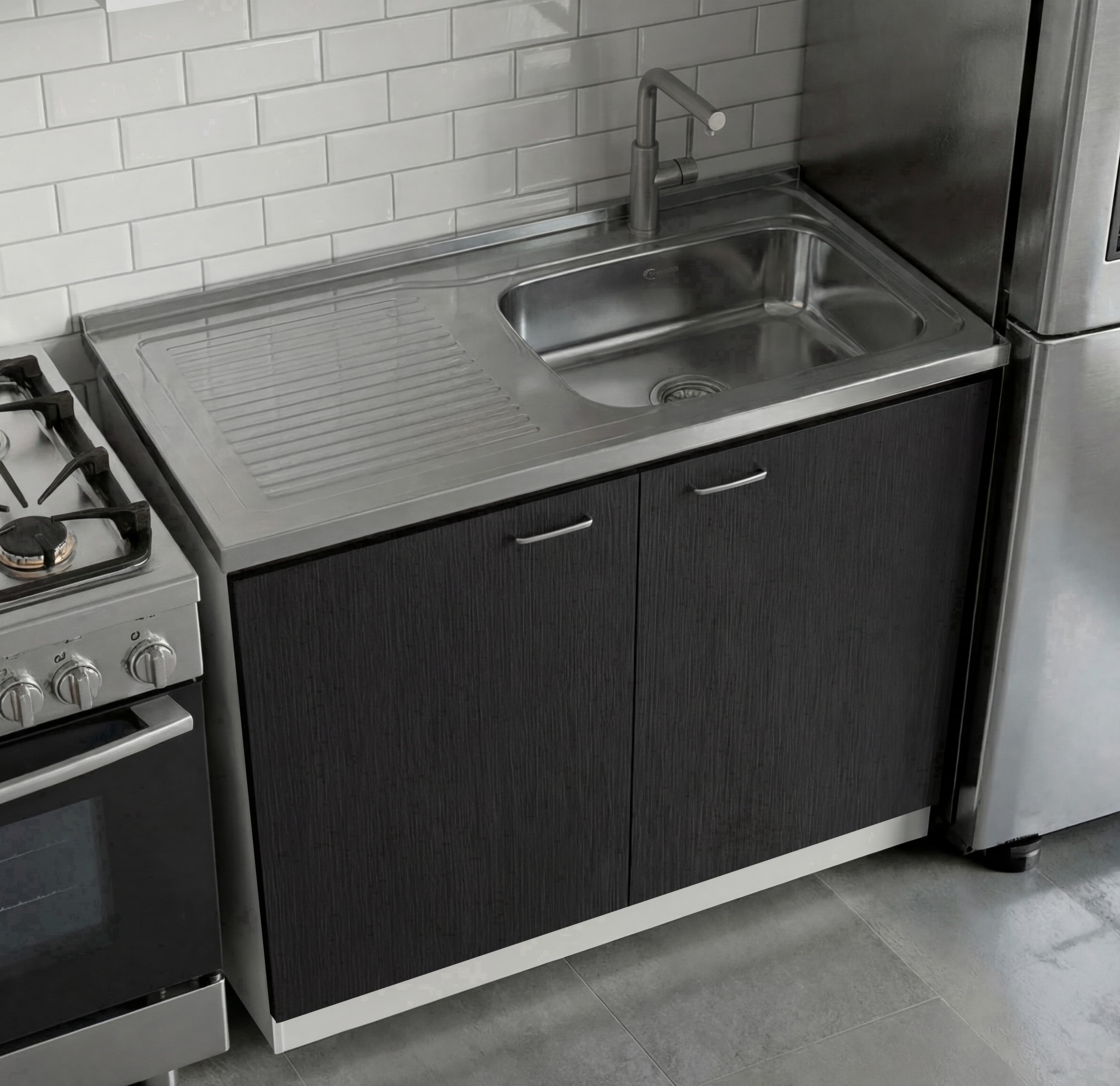 TUHOME Napoles 39" Utility Sink with Cabinet, Stainless Steel Laundry Sink