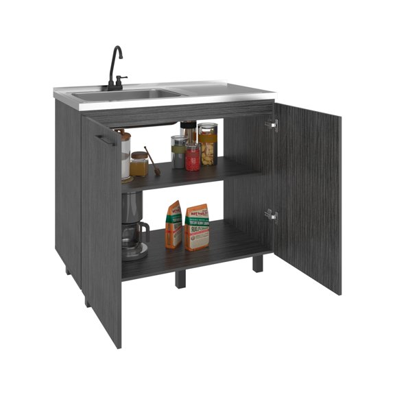 TUHOME Napoles Utility Sink Complete with Faucet Included, Freestanding Base with Legs