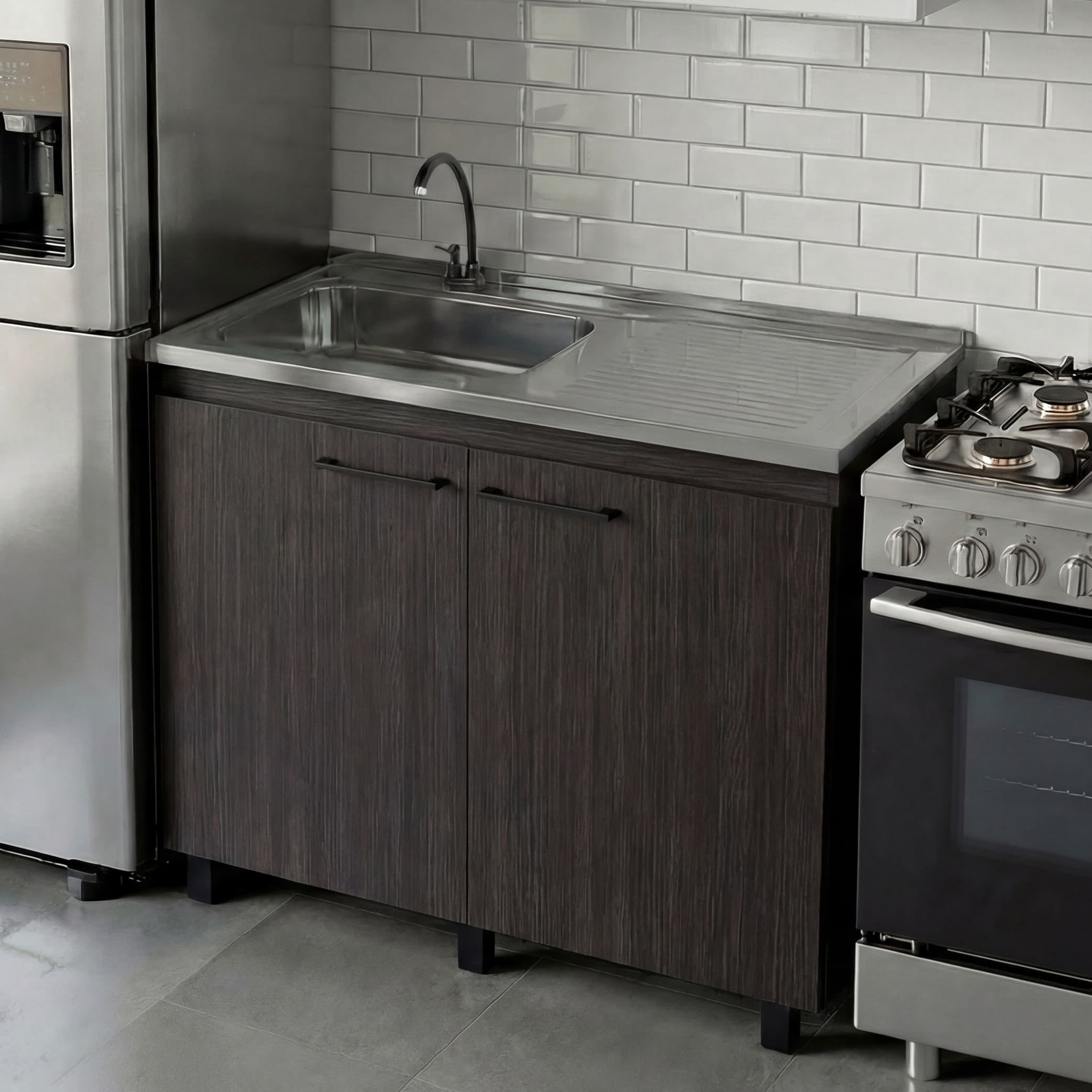 TUHOME Napoles Utility Sink Complete with Faucet Included, Freestanding Base with Legs