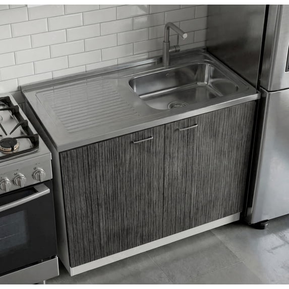 TUHOME Napoles 39" Utility Sink with Cabinet, Stainless Steel Laundry Sink