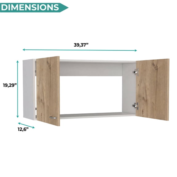 TUHOME Napoles 39" Double Door Wall Cabinet, Two-Tone Engineered Wood Bathroom Wall Cabinet