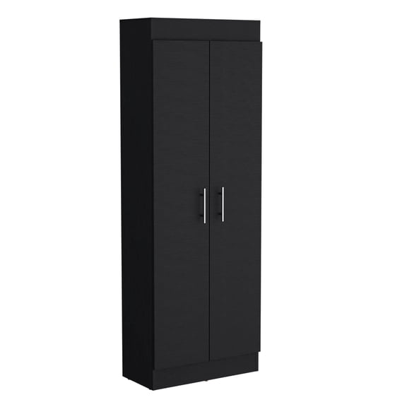 TUHOME Nepal Tall Pantry Cabinet, 66.8" Two-Door Kitchen Pantry with 5 Shelves, Engineered Wood, White