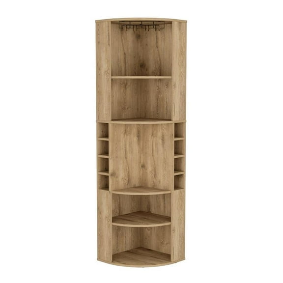 TUHOME Oban Corner Bar Cabinet Beige Manufactured Wood