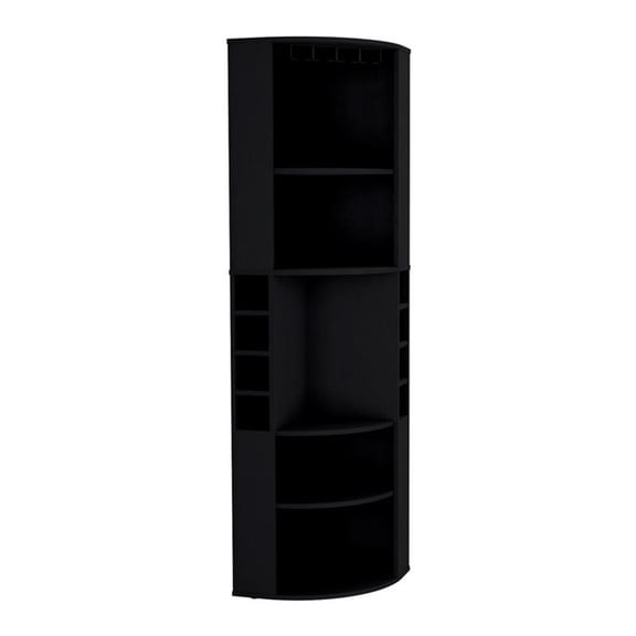 TUHOME Oban Corner Bar Cabinet Black Engineered Wood