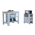 thumbnail image 1 of Oslo 2 Piece Kitchen Set, Cala Kitchen Island + Kitchen Service Cart, White / Light Oak, 1 of 6