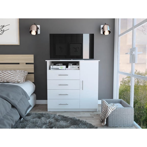 TUHOME Peru 4 Drawer Dresser White