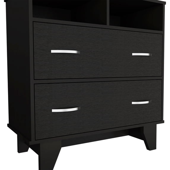 TUHOME Portanova Two Drawer Dresser - Black Engineered Wood