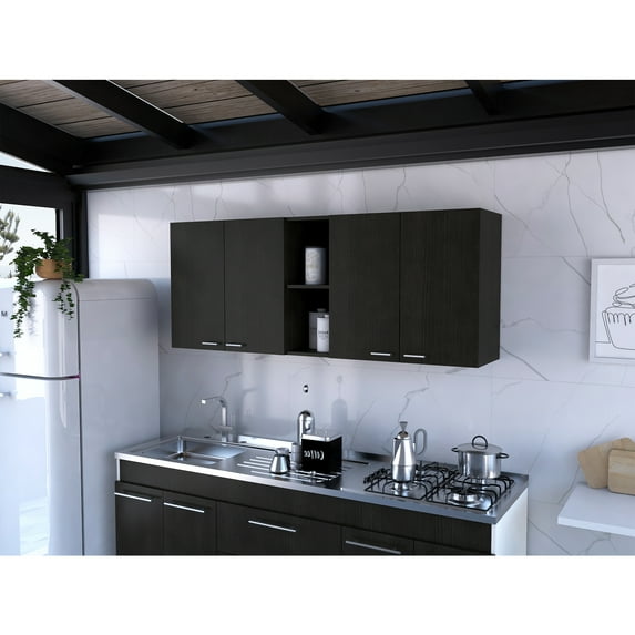 TUHOME Portofino 150 Wall Cabinet Black Wengue
