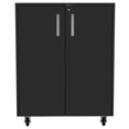 thumbnail image 1 of Storage Cabinet, Casters, Double Door, Two Interior Shelves Black, 1 of 7