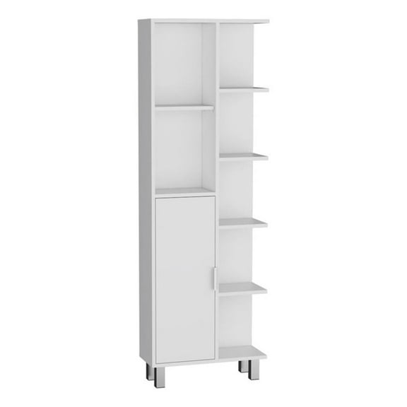 TUHOME Tain Linen Cabinet White Engineered Wood 6 shelves