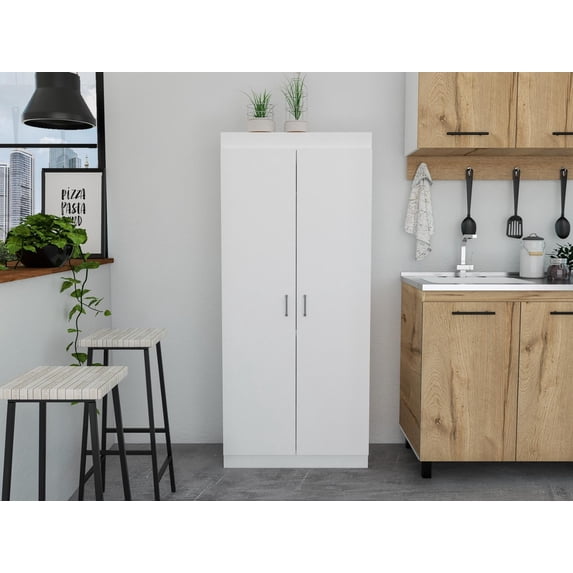 Tuhome Varese Pantry Cabinet with Double Doors, Five Adjustable Shelves, Modern