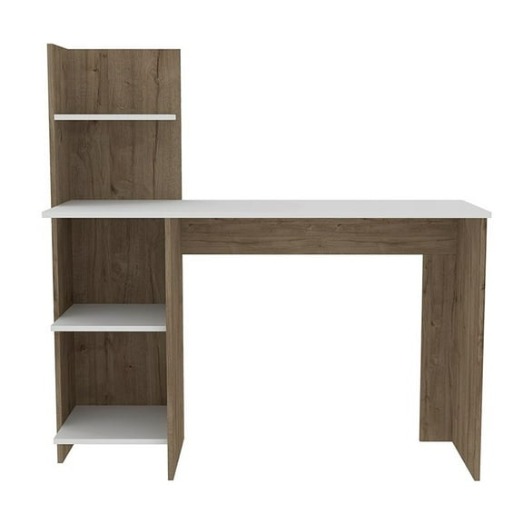 TUHOME Vilna 120 Desk Engineered Wood Desks in White/Pine