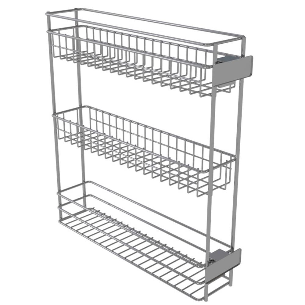 Silver Stainless Steel 3-Tier Kitchen Cabinet Pullout Organizer