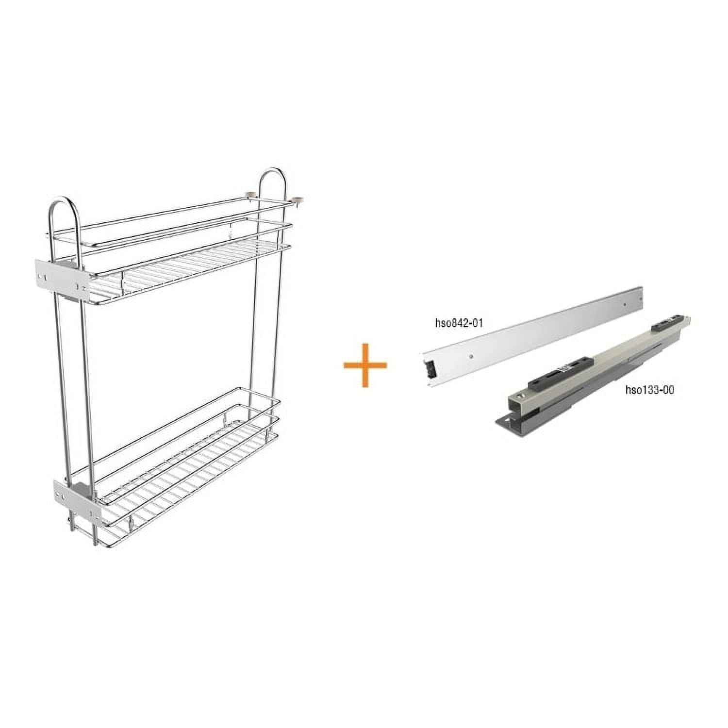 TUHOME silver stainless steel 4" Kitchen Bottle Rack Cabinet Pullout Organizer