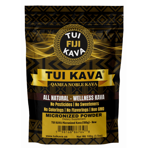 TUI KAVA Micronized Noble Kava Root Powder 100g (3.5oz)– Pure Fijian Herbal Supplement for Sleep, Mood, Stress & Focus Support – Heady Kavalactone Formula