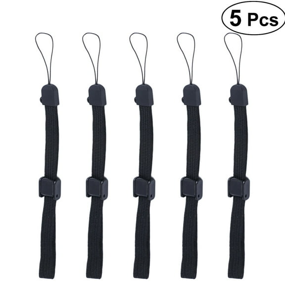 TUIBELY 5PCS Phone Holder Lanyard Necklace Wrist Strap Cellphone Carrying Case (Black)