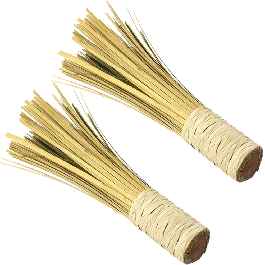 TUIBELY Bamboo Wok Brush 2Pcs Kitchen Cleaning Scrubber for Cooking