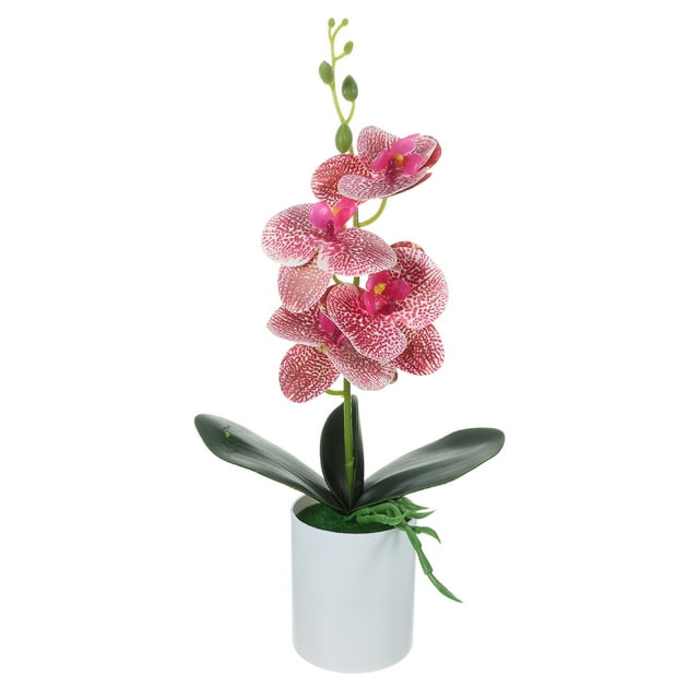 TUIBELY White Faux Orchid in Pot Fake Potted Flowers