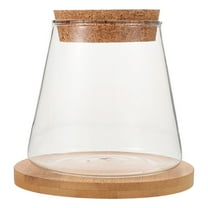TUIBELYN 1 Set of Desktop Fish Bowl Clear Glass Small Fish Tank with Lid Bamboo Mat Betta Fish Terrarium