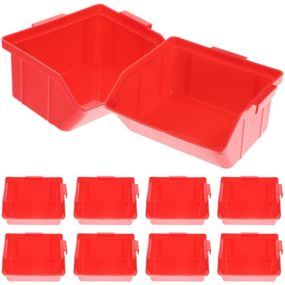 TUIBELYN 10PCS Plastic Storage Bin Hanging Containers, Red