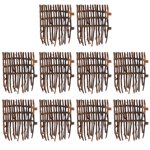 GOOHOCHY Miniature Fence for Fairy Garden Made of PVC Brown Color Great for Decor Use 10 Pieces