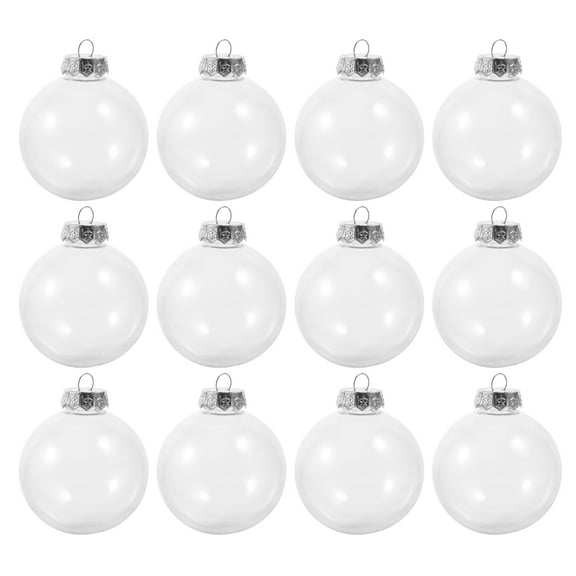 Mobutofu Round Clear Plastic Fillable Ornament Balls for Christmas Wedding 12Pcs 3.14X3.14X4.01in