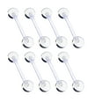 thumbnail image 1 of TUIBELYN 12pcs Clear Tongue Rings Retainer Bar Barbell Acrylic UV Piercing Body Jewelry, 1 of 6