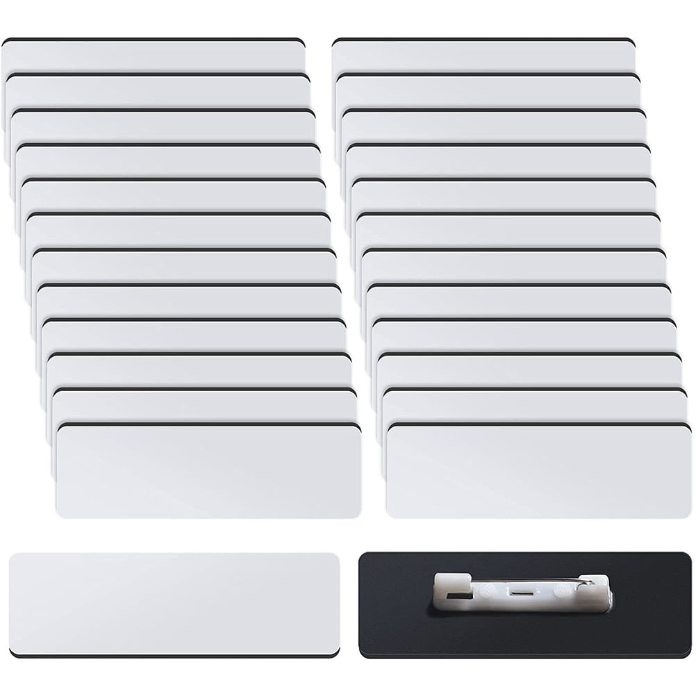 TUIBELYN 16pc Blank Name Tags with Pin Holders for Office &amp; Students ...