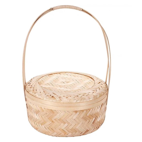 TUIBELYN 1Pc Bamboo Woven Storage Basket Handmade Simple Tea Bucket Practical Home Supply