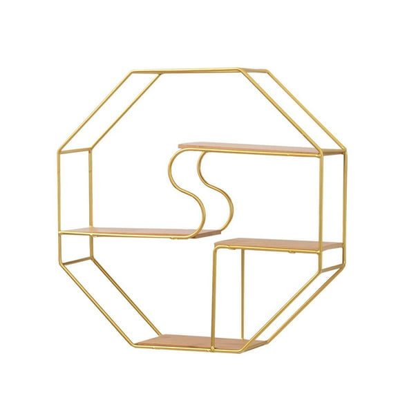 Mobutofu Hanging Wall Shelf Golden Iron Decorative Storage Rack For Entrance 1Pack 15.4X15.4in