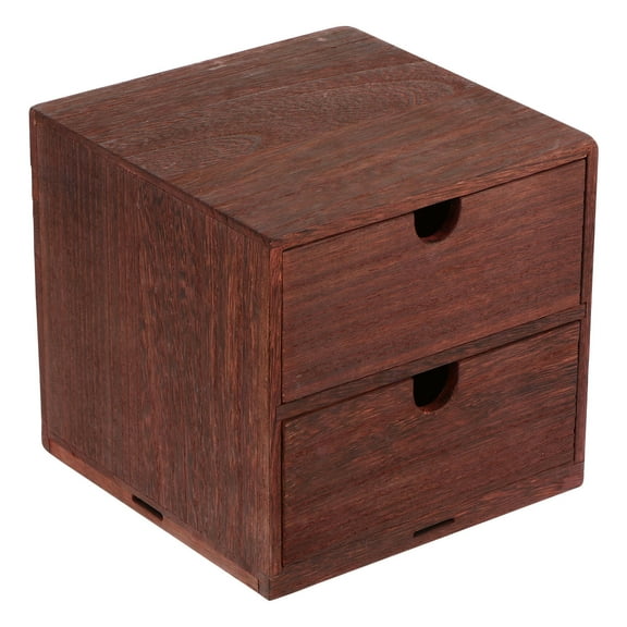 TUIBELYN 2-Layer Rustic Wooden Storage Box with Drawer for Home Workspace