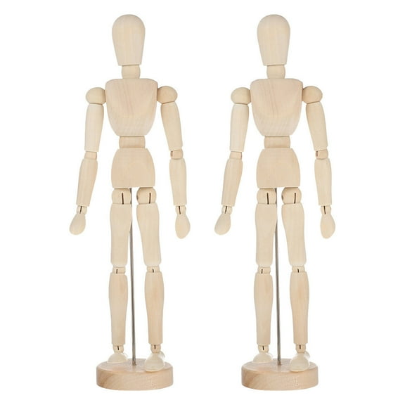 TUIBELYN 2Pcs Wooden Manikin Jointed Mannequin for Sketching and Decoration