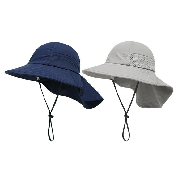 TUIBELYN 2pcs Kids Summer Sun Hat Breathable Cotton Bucket Hat Outdoor Beach Play Hat