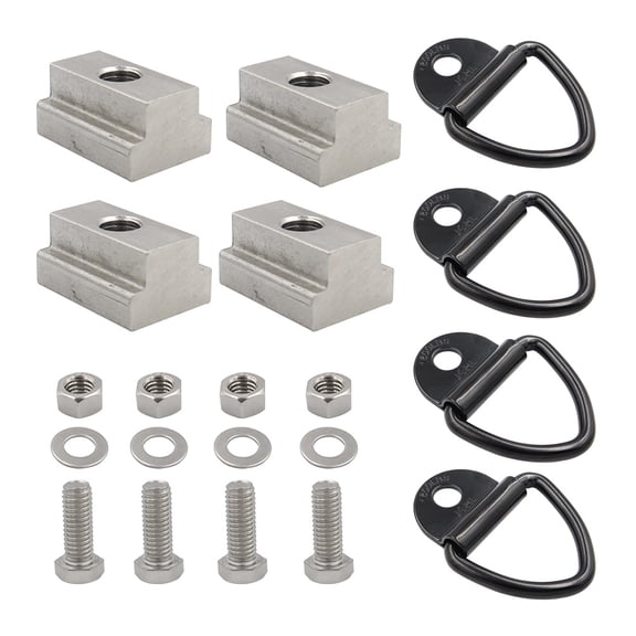 TUIBELYN 4 Sets Deck Rails Tie Down Anchor T-slot Nuts Kit Stainless Steel T-slot V-ring Kit
